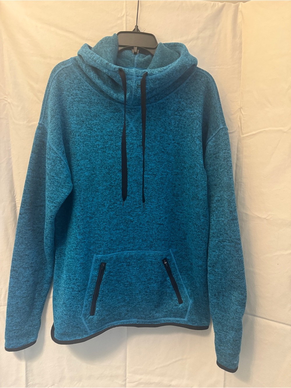 Champion Men's Teal Blue Pullover Hoodie with Black Drawstrings